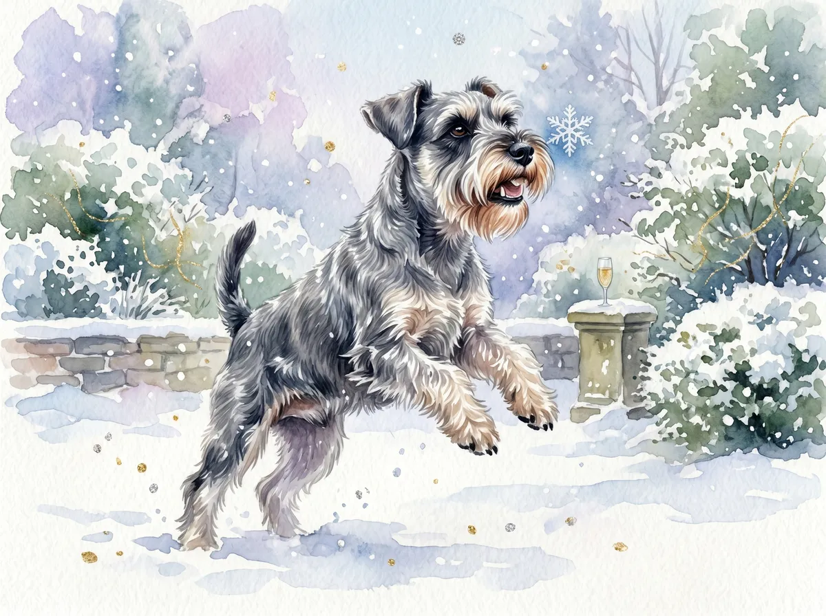 Miniature Schnauzer watercolor calendar month 1